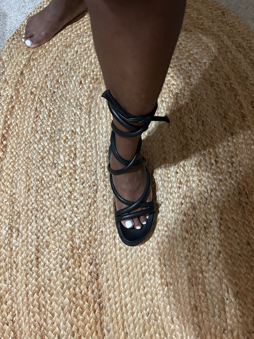 Black Lace-Up Strappy Women’s Sandal
